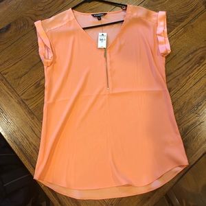 Bright orange zip up blouse!
